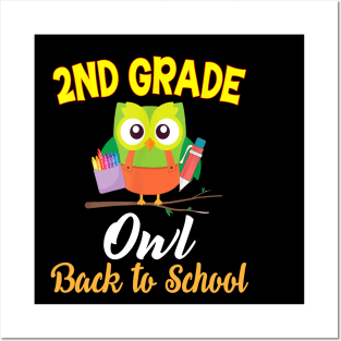 2nd Grade Owl TShirt Second Grader Back To School Kids Posters and Art